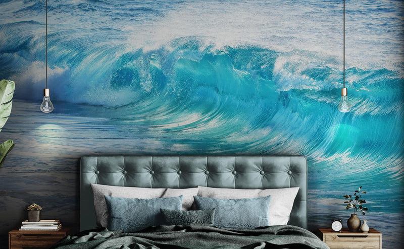 Turquoise Ocean Wave Wallpaper. Surf Ocean Wave Wall Mural.