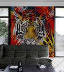 Glamour Chic Colorful Jungle Tiger Wall Mural.