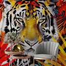 Glamour Chic Colorful Jungle Tiger Wall Mural.