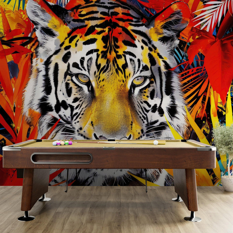 Glamour Chic Colorful Jungle Tiger Wall Mural.