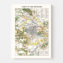 Vintage Map of Paris, France 1900