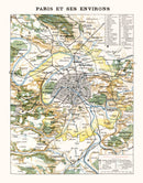 Vintage Map of Paris, France 1900