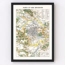 Vintage Map of Paris, France 1900