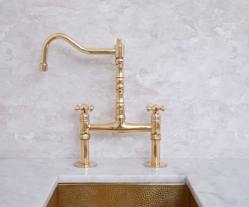 Timeless Unlacquered Brass Bridge Faucet for Classic Elegance - BRASSMA