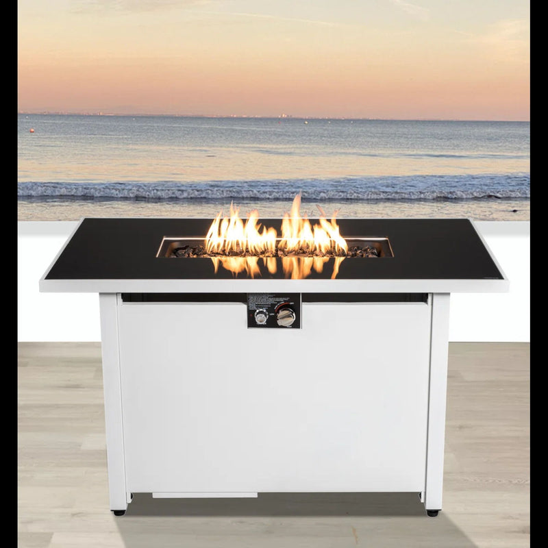 Outdoor 43" Rectangular Fire Pit Table With Adjustable Flame Control - White, photo 6 of 11