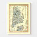 Vintage Map of New York City, New York 1846