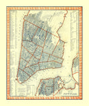 Vintage Map of New York City, New York 1846