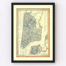 Vintage Map of New York City, New York 1846