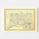 Vintage Map of Connecticut 1846