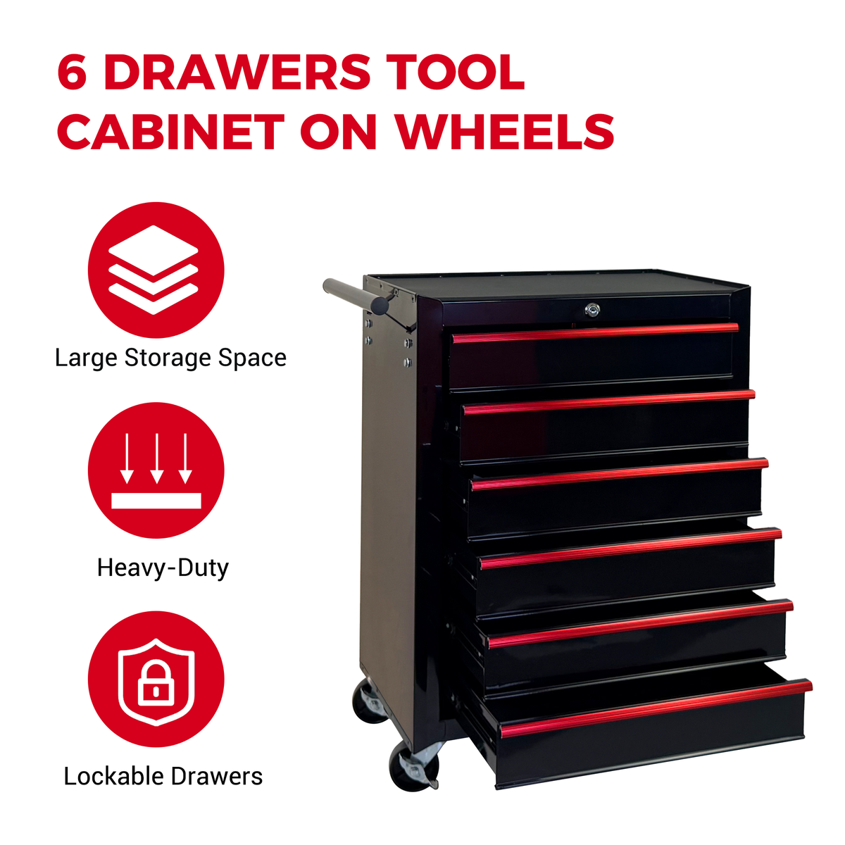 Rolling Metal Tool Chest with 6 Drawers - Black, photo 3 of 10
