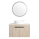 30" Modern Design Float Bathroom Vanity With Ceramic Basin Set, Wall Mounted White Oak Vanity With Soft Close Door, KD-PackingD-Packing Pieces