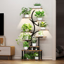 S - Shaped, 10 Tier Plant Stand With 5 Grow Lights - Deep Rustic Brown by HouseOfZazla