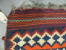 5' X 10' Antique Turkish Kilim Handmade Flat Weave Wool Rug Red Colorful Veg Dye Bohemian Boho Chic Tribal Style And Design