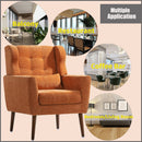Modern Accent Chair, Arm Chairs For Living Room, Upholstered Mordern Armchair, Comfy Soft Padded Lounge Chair In Small Space, Bedroom, With Pillow, Solid Wood Leg by HouseOfZazla