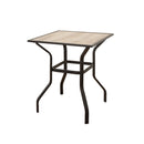 Outdoor Patio Bar Table Square Metal Table with Wood-Look Tabletop by HouseOfZazla