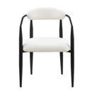 Dining Chairs (Set of 2), Mid-Century Modern Dining Chairs, Kitchen Dining Room Chairs, Round Boucle Backrest Sherpa Dining Chair With Metal Legs by HouseOfZazla