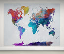 World Map Watercolor Wallpaper – Color Splash Wall Mural.