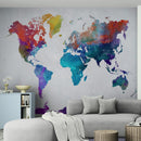 World Map Watercolor Wallpaper – Color Splash Wall Mural.