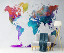 World Map Watercolor Wallpaper – Color Splash Wall Mural.