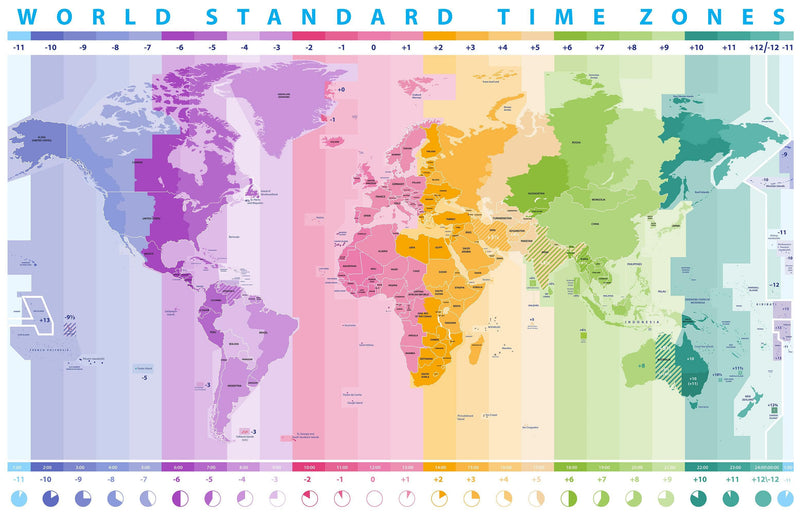 World Time Zone Wallpaper. Office Wall Mural.