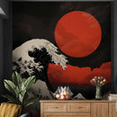 Red Great Wave off Kanagawa Wall Mural. Urban Decor.