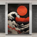 Red Great Wave off Kanagawa Wall Mural. Urban Decor.