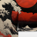Red Great Wave off Kanagawa Wall Mural. Urban Decor.
