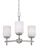 18"W 3-Light LED Chandelier Light Fixture Brushed Nickel Finish with Frosted Opal Glass Shades by LampsUSA