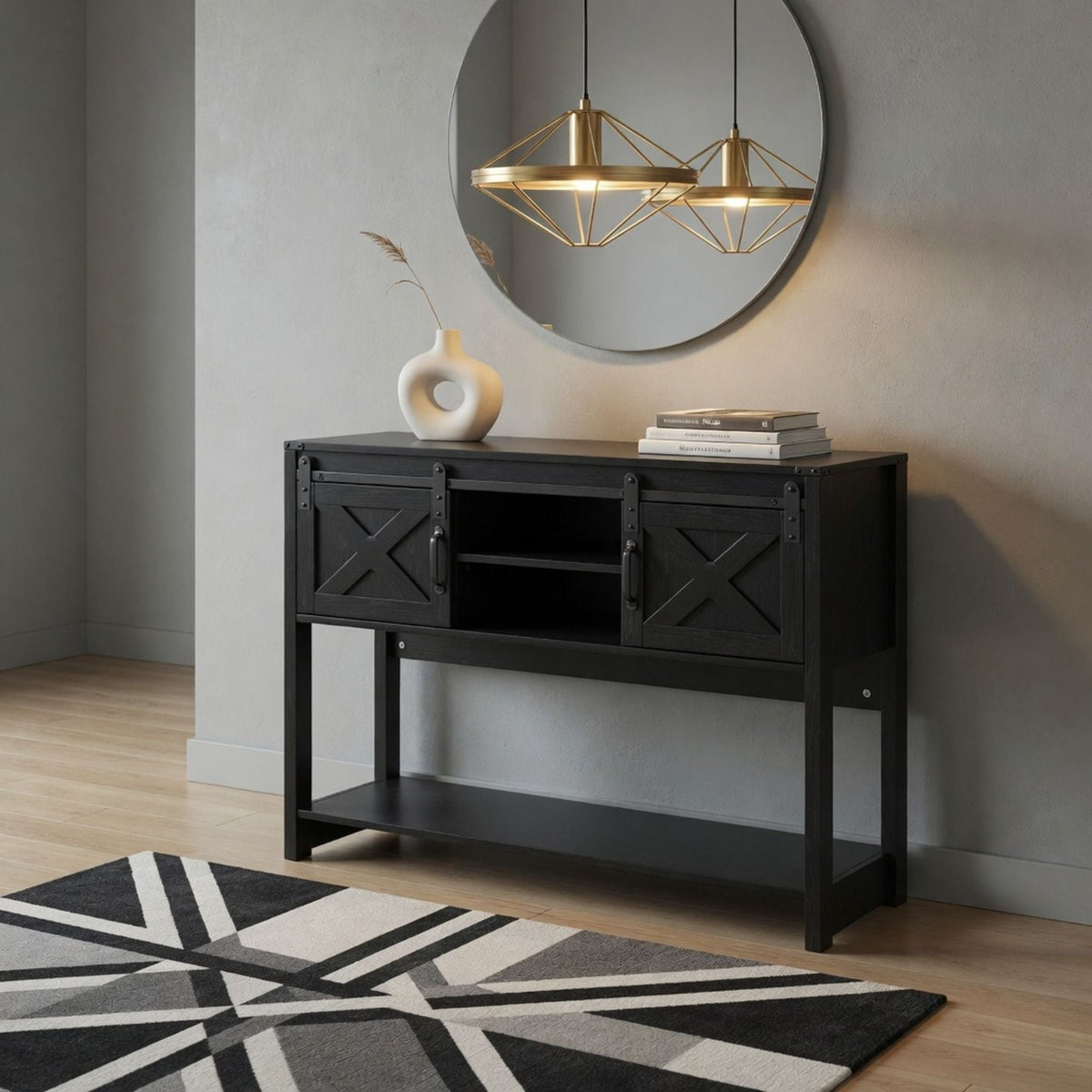 Farmhouse Entryway Table With Sliding Barn Door, photo 38 of 40