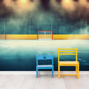 Hockey Rink Wallpaper Mural. Sports Theme Decor.