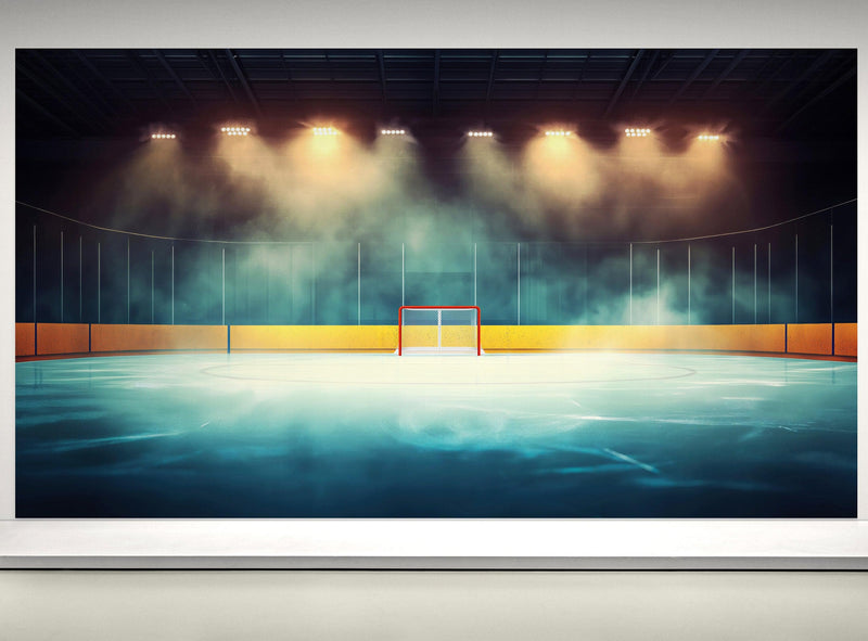 Hockey Rink Wallpaper Mural. Sports Theme Decor.
