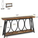 Extra Long Console Table With 2 Tier Storage Shelves For Living Entryway - Brown / Black by HouseOfZazla