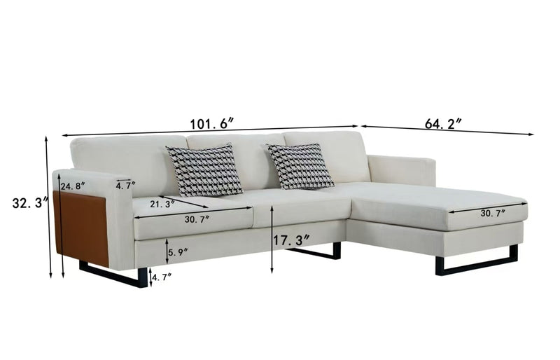 Walker Edison | Linen Sectional Sofa with Chaise