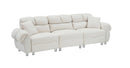 98 inches Cloud Velvet beige Sofa Cushion, spacious and comfortable 3-seater sofa for modern living room. beige