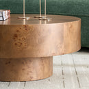 31.49" Burl Wood Veneer Round Coffee Table by HouseOfZazla