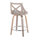 Charlotte - Farmhouse Fixed Height Counter Stool & Swivel With Round Footrest (Set of 2) by HouseOfZazla