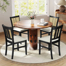 Farmhouse Rattan Dining Chair Set of 2 with Rubber Wood Legs and Cane Back-Beige by DirectDeals