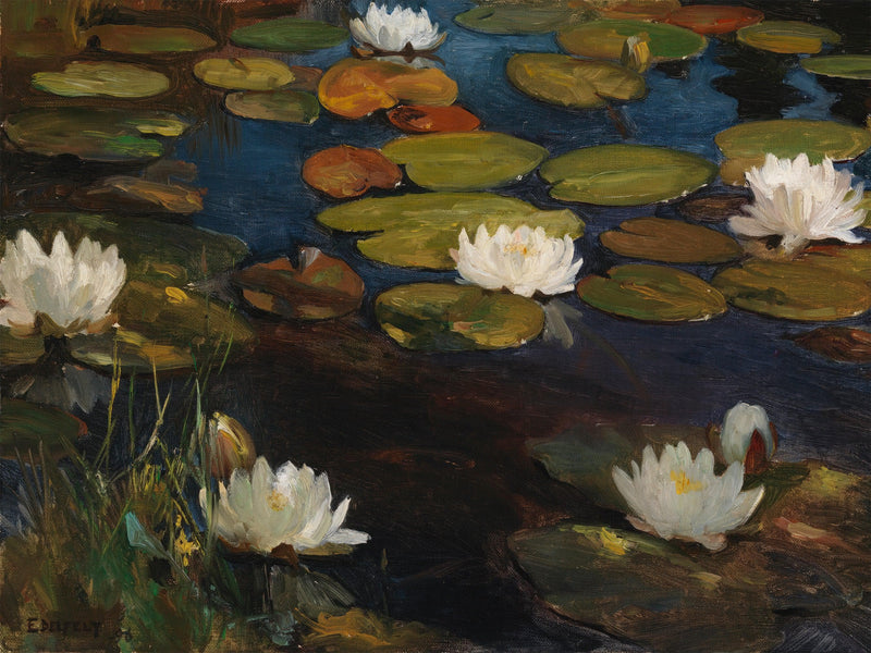 Albert Edelfelt Water Lilies Painting Wallpaper Mural.
