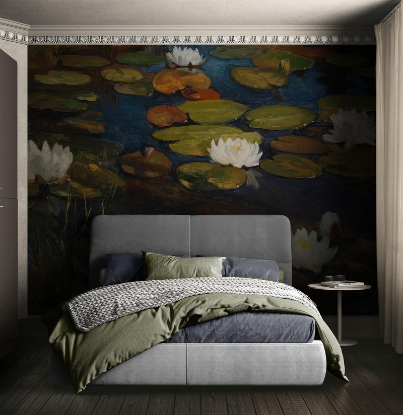 Albert Edelfelt Water Lilies Painting Wallpaper Mural.