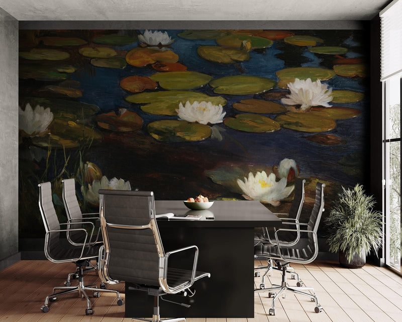 Albert Edelfelt Water Lilies Painting Wallpaper Mural.