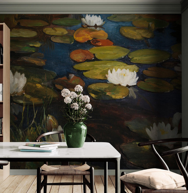 Albert Edelfelt Water Lilies Painting Wallpaper Mural.