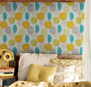 Autumn Leaves Wallpaper. Yellow, Grey, Teal Leaf Wall Mural.
