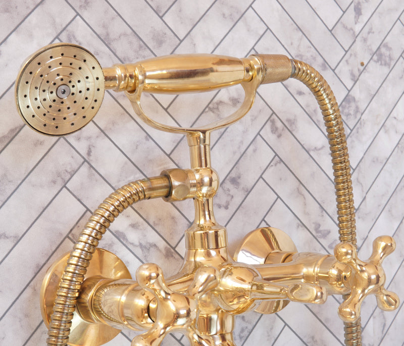 Handcrafted Unlacquered Brass Freestanding Bath Tub Filler - BRASSMA