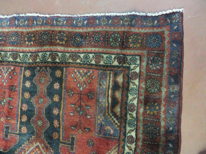 4' X 9' Antique Handmade Turkish Tribal Oriental Geometric Wool Rug