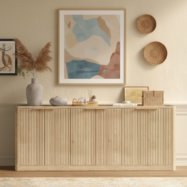 Natural Wood Sideboard Cabinet Farmhouse Buffet Cabinet, photo 3 of 6