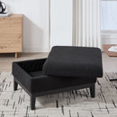Upholstered Storage Ottoman With Reversible Lid Coffee Table With Rubberwood Legs by HouseOfZazla