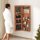 Jewelry Armoire Organizer With Full Length Mirror, Wall Mounted Lockable Cabinet With LED Light by Unique Piece Furniture