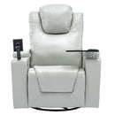 270 Degree Swivel PU Leather Power Recliner Individual Seat Home Theater Recliner with Surround Sound, Cup Holder, Removable Tray Table, Hidden Arm Storage for Living Room, Grey