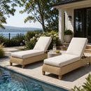 Adjustable Outdoor Wicker Chaise Lounge Chairs Set of 2