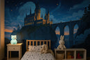 Magical Hogwarts Castle Twilight Wallpaper Mural. Wizardly World Fantasy Theme Wall Art.